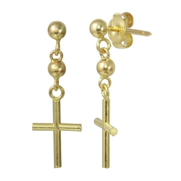 14k Yellow Gold Cross Earrings | Bed Bath & Beyond
