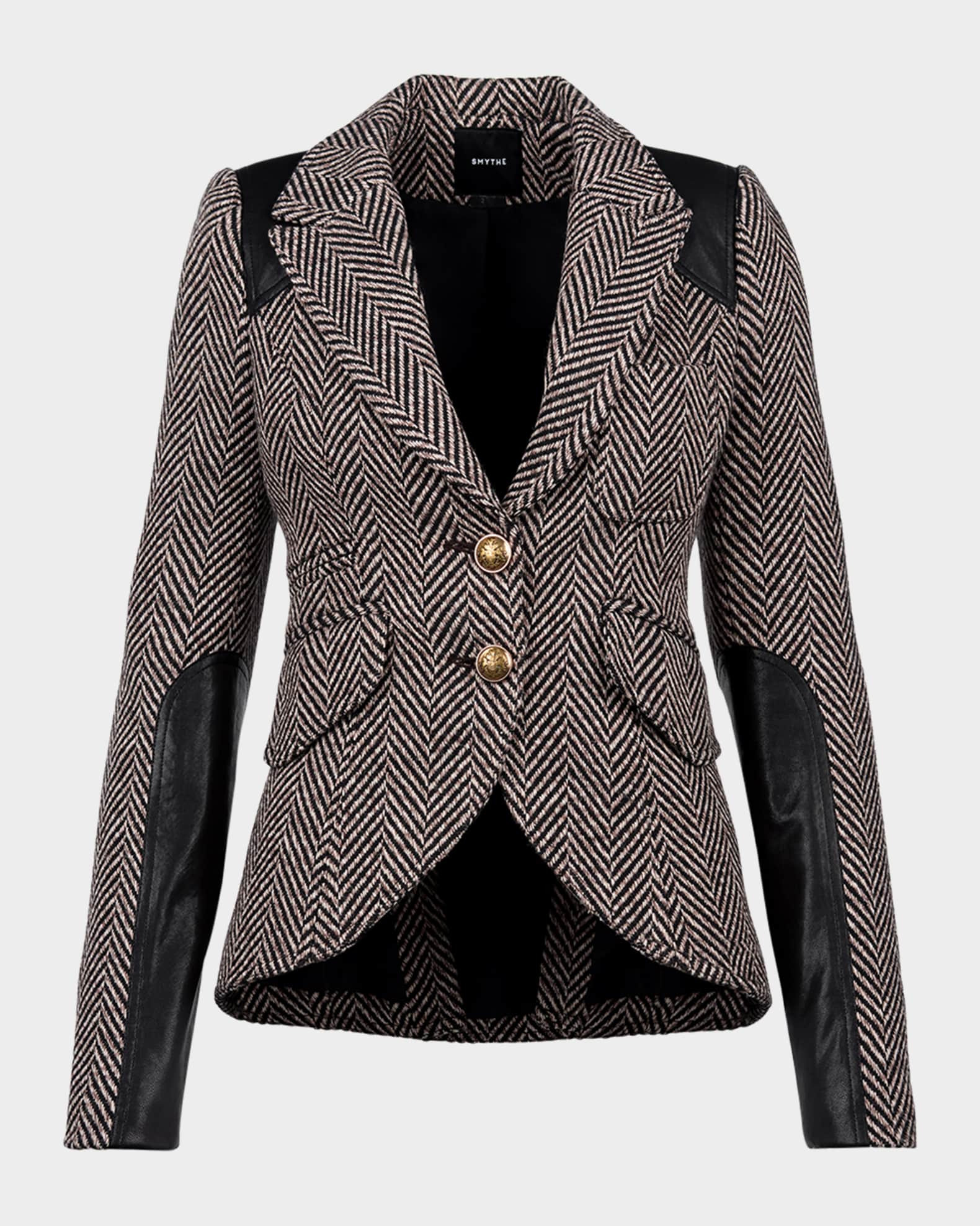 Herringbone Saddle Patch Equestrian Blazer | Neiman Marcus
