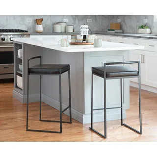 Fuji Contemporary Black Stackable Counter Stool (Set of 2) - N/A | Bed Bath & Beyond