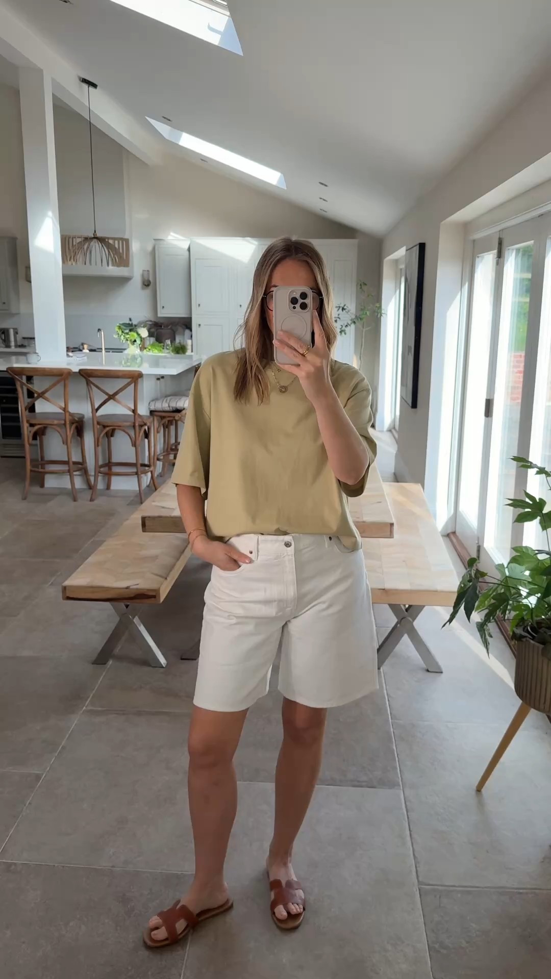 And here’s the white version … 
Super chic , comfortable long short. 
True to size. 
Wearing a U.K. 14 

This tshirt is a fantastic shape and shade too 👌🏻wearing a medium for a relaxed oversized fit 

#LTKmidsize #LTKspring #LTKtravel