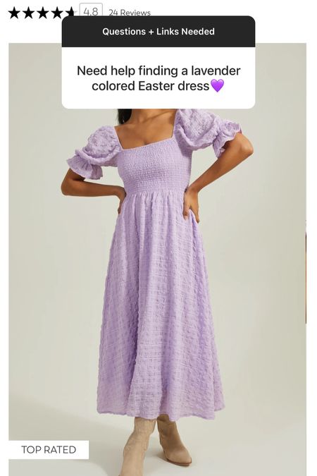 Lavender midi dress / lavender Easter dress 
