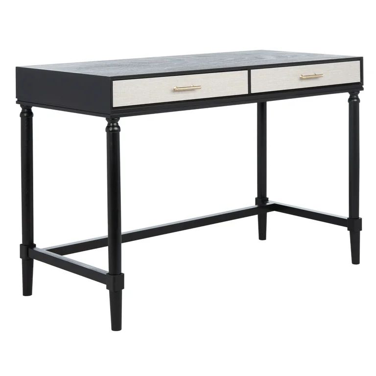 SAFAVIEH Takita Solid Glam Two Tone 2 Drawer Writing Desk, Black/Natural - Walmart.com | Walmart (US)