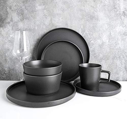 Stone Dinnerware Set, Service For 8, Black Matte | Amazon (US)