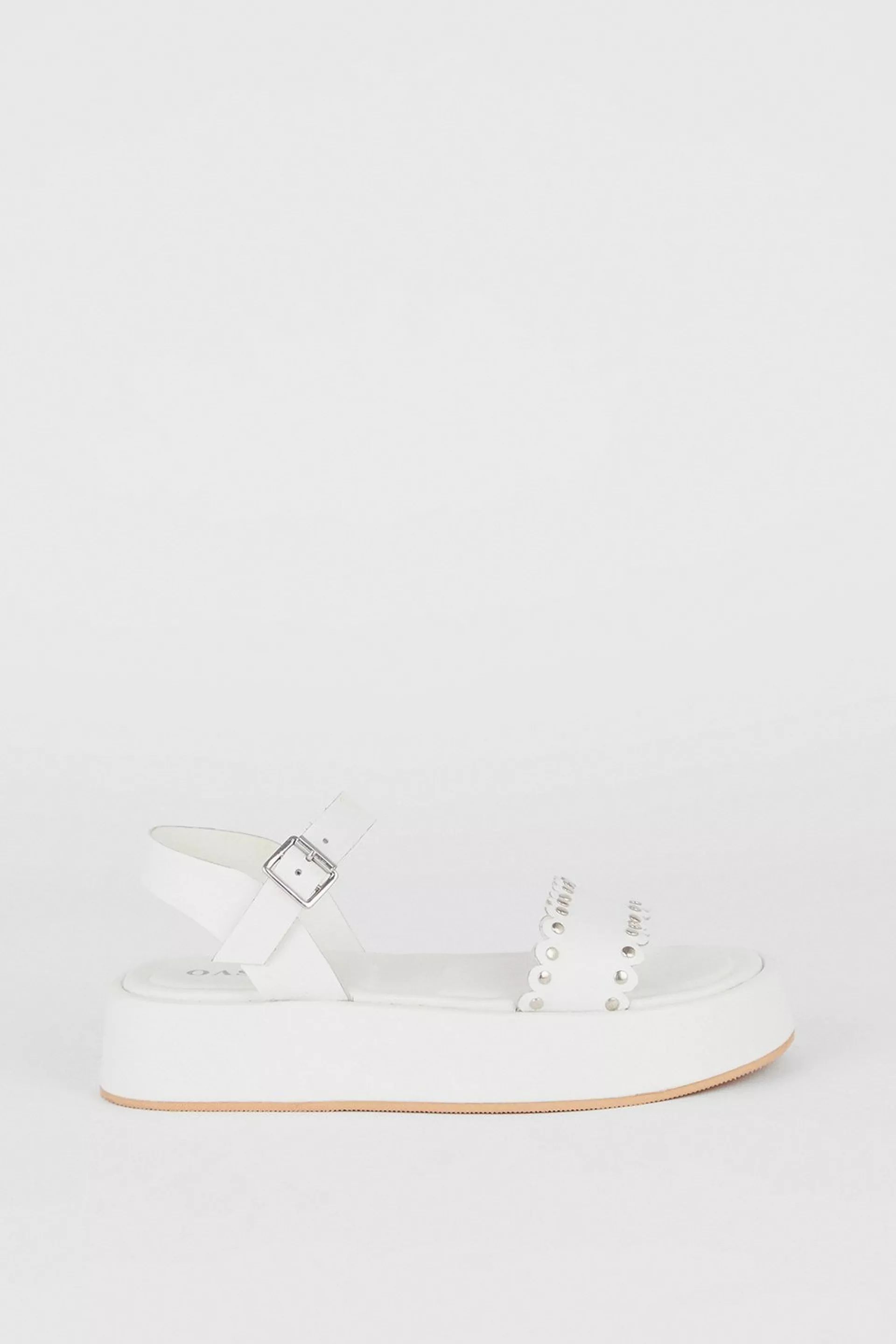 Sandals | Leather Scallop Flatform Sandals | Oasis | Oasis UK & IE