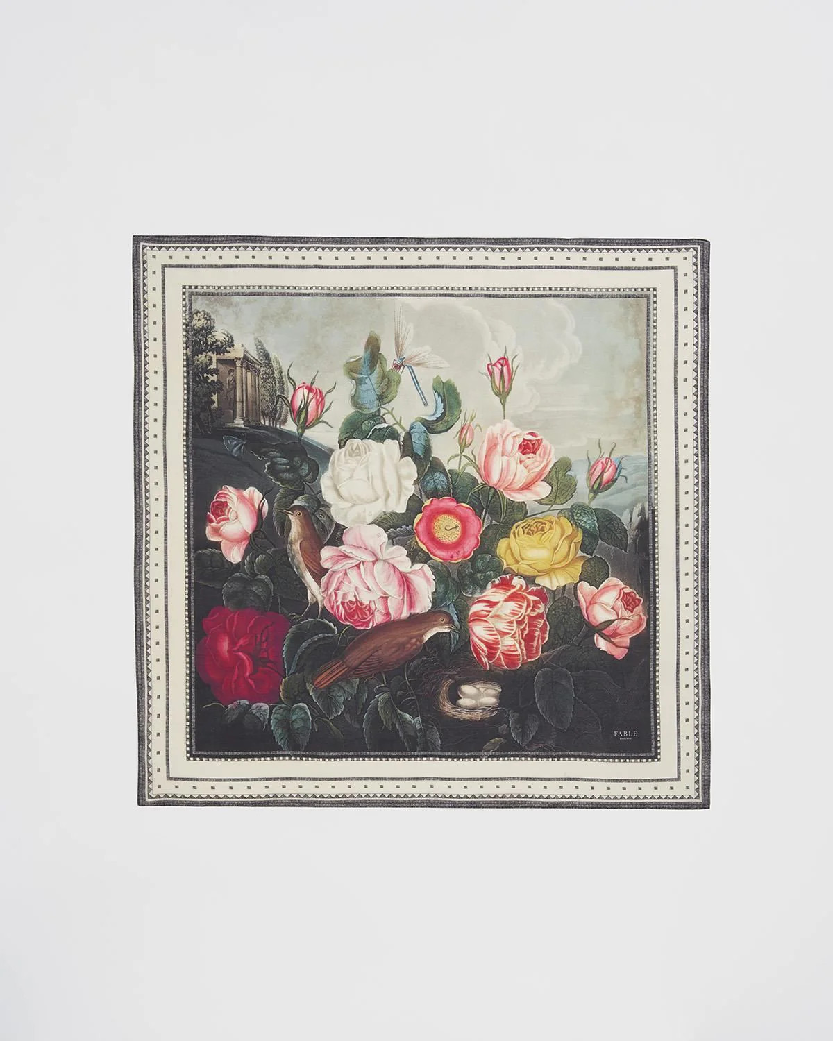 Roses, Temple of Flora  Large Square Scarf | Fable England