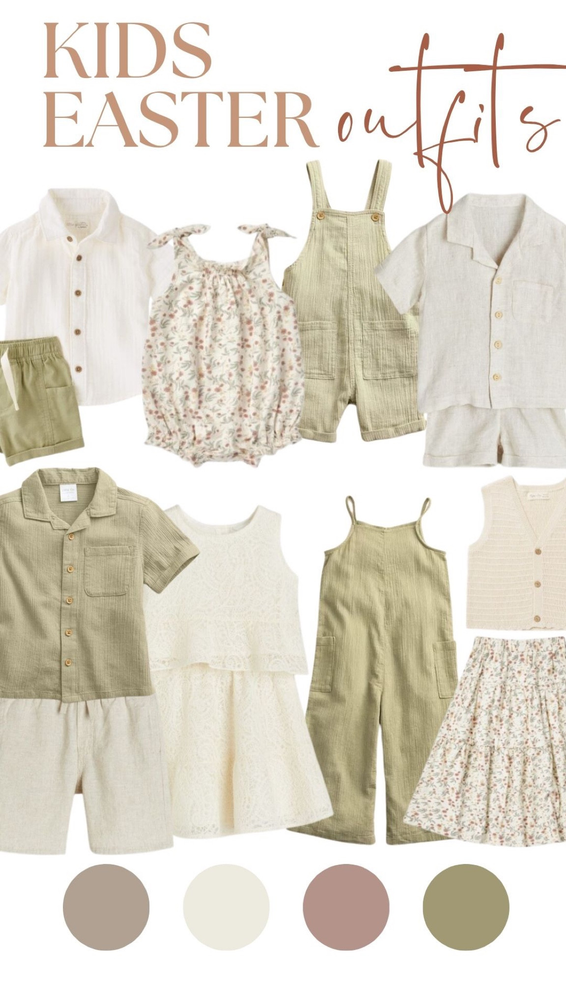 Easter Kids Outfits // muted greens + creams 

#LTKSpringSale #LTKkids #LTKSeasonal