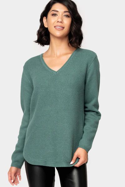 V-Neck Ribbed Relaxed Sweater | Gibson