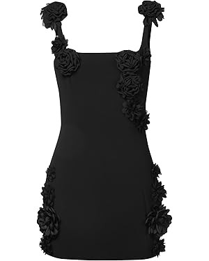 JW PEI Women's Elaina Pink Rosette Applique Mini Dress | Amazon (US)