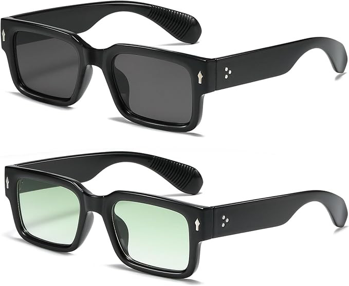 Classic Square Sunglasses for Women Men Trendy Thick Frame Rectangle Sun Glasses Chunky Black Sha... | Amazon (US)