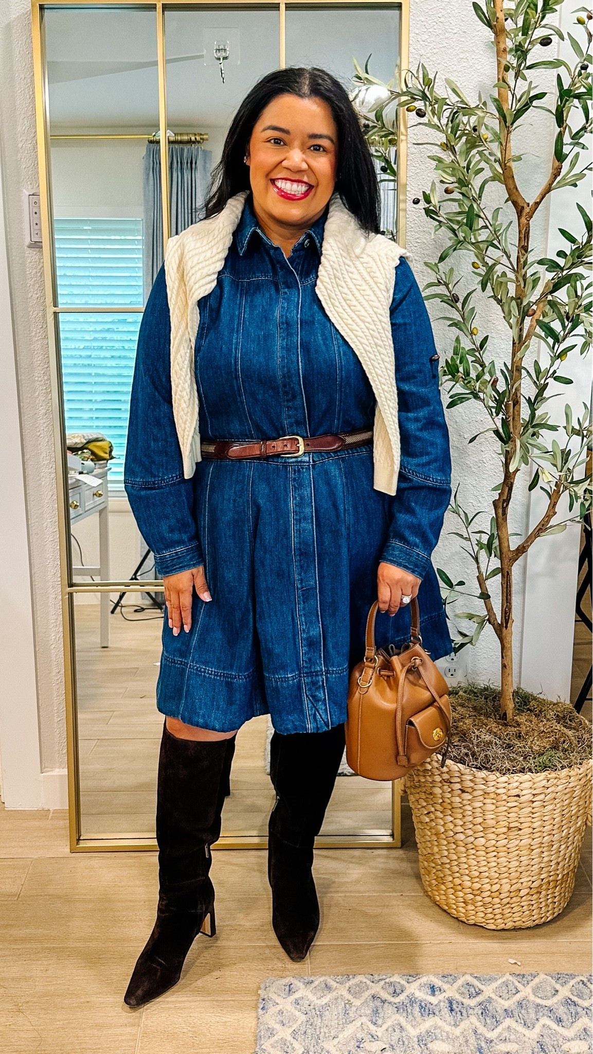 YALL know I love a good Jean dress and is this one not absolutely perfect for me!? It’s from Walmart and I’m wearing an XL because it doesn’t have any stretch and it only buttons, so I didn’t want any gaping. 

My handbag is such great quality and looks like a vintage designer bag but it’s also Walmart! 

My boots are from @samedelman  and are a repeat from last year! I love that they are offered in regular, wide, and extra wide calf. I have the wide calf. 

Fall looks, fall outfits, fall wardrobe staple, fall dress, fall shoes, fall handbag, Smiles and Pearls

#LTKgrwm #LTKOver40 #LTKMidsize