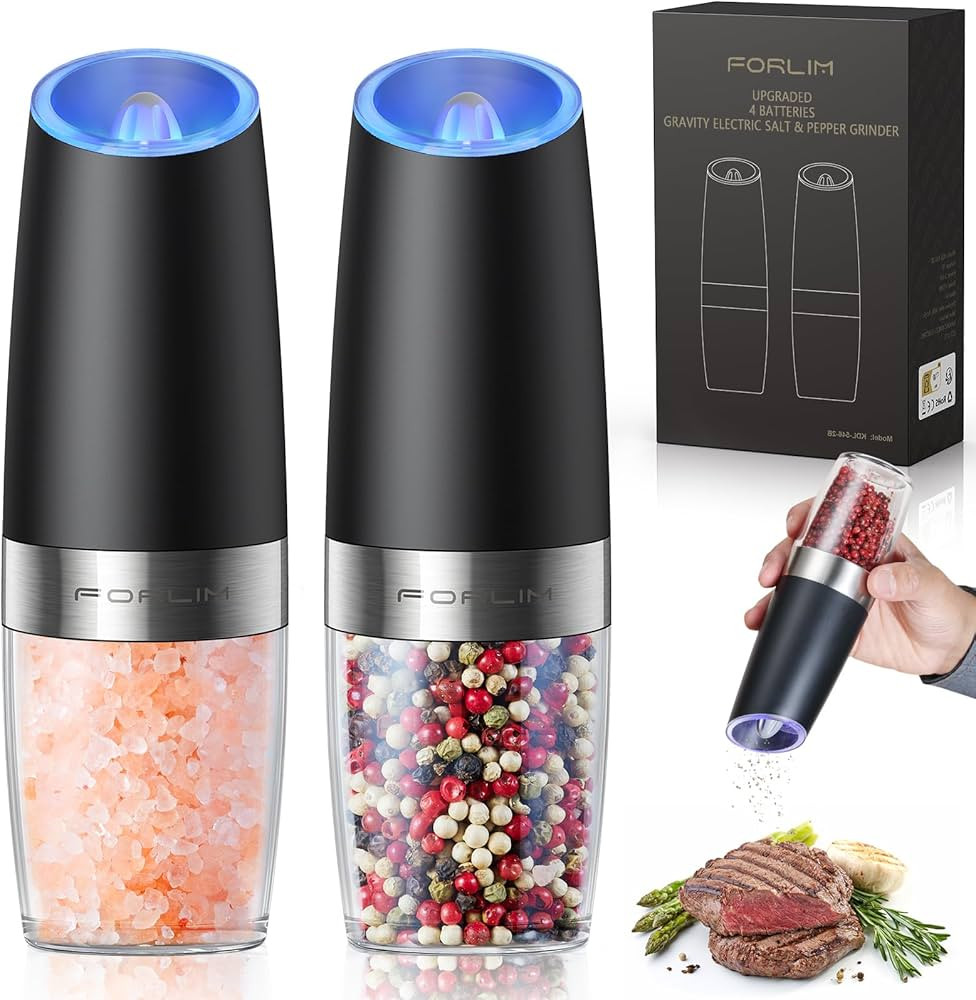 Gravity Electric Salt and Pepper Grinder Set, Automatic Pepper Grinder Shakers Mill, Upgraded 4 B... | Amazon (US)