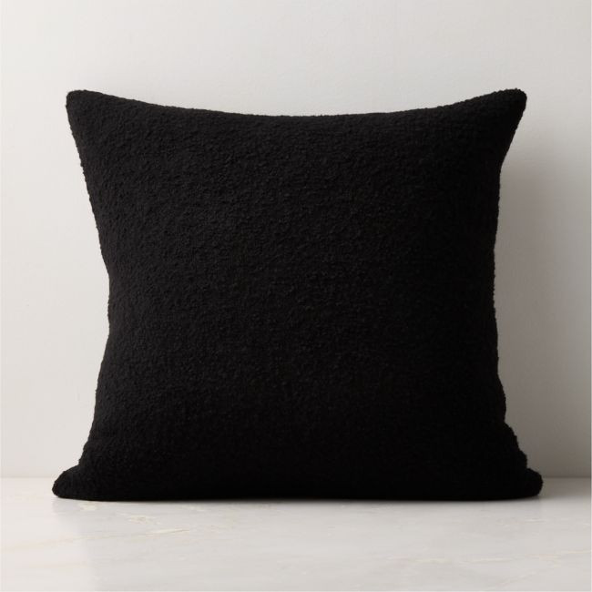 Demi Black Merino Wool Boucle Throw Pillow Cover 20"x20 | CB2