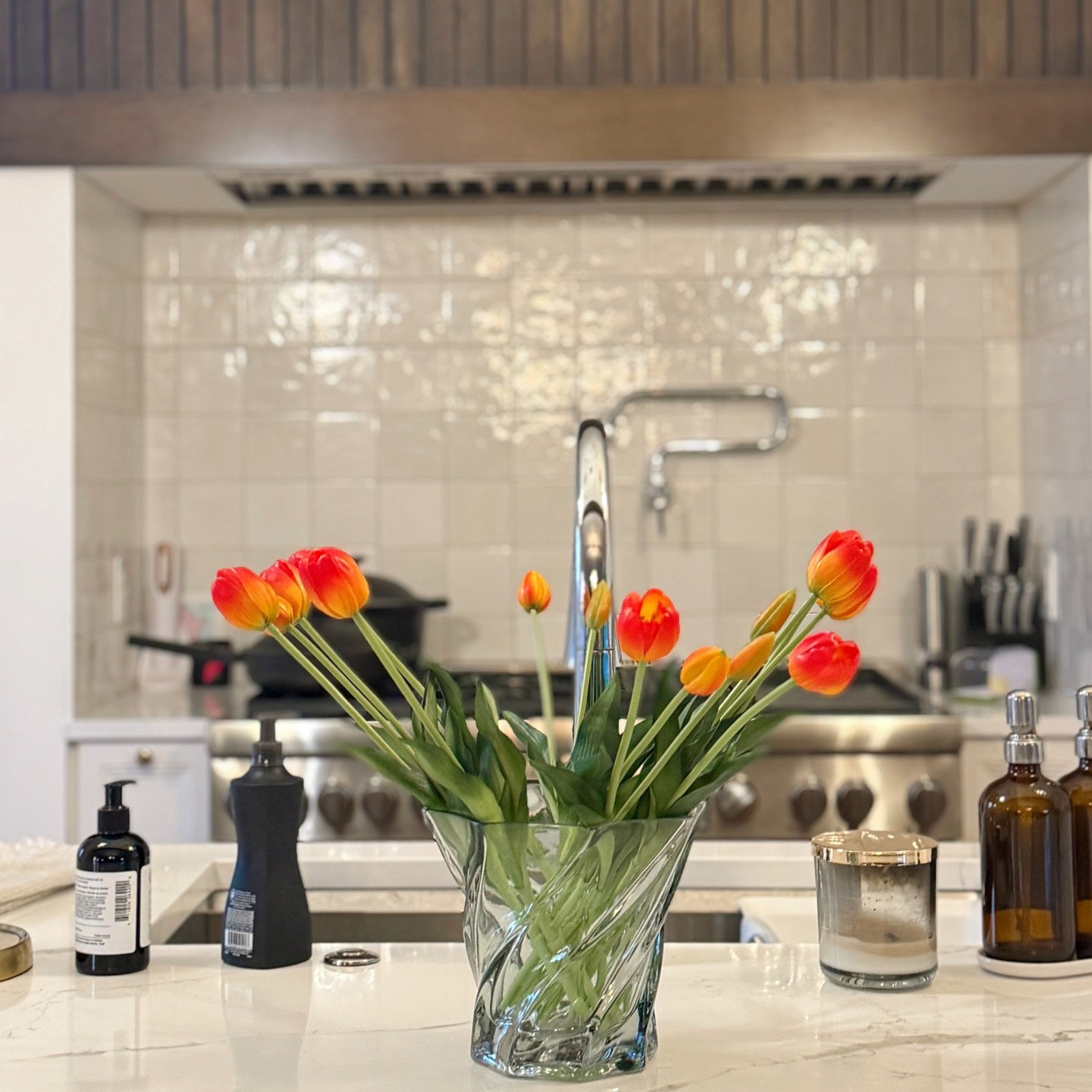 Faux flowers > real flowers [I did not inherit any green thumb genes]. These faux tulips make me so happy every time I see them in my kitchen! So perfect for spring! #amazon #amazonfind 

 #LTKSeasonal #LTKHome #LTKFindsUnder50