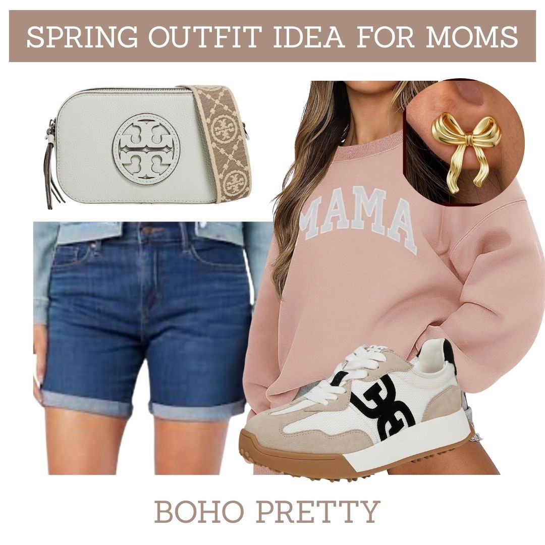 This  look is the perfect spring outfit idea for the mom who likes to keep it casual and still feel cute 🥰 The blush MAMA graphic sweater is styled with denim shorts and accessories that compliment the outfit,  Shop Look Here 

#LTKmomlife #LTKootd #LTKOver40
