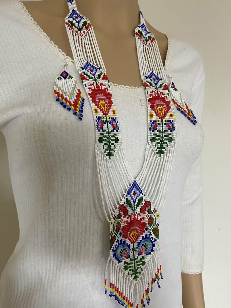 Ukrainian Nacklace/ethnic Woven Beaded Necklace Gerdan With National Ukrainian Pattern in Traditi... | Etsy (US)