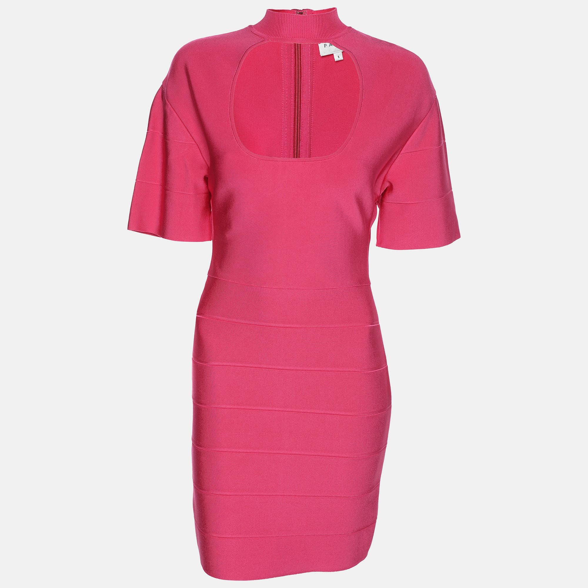 Herve Leger Pink Bandage Knit Cutout Bodycon Dress | Shop Simon