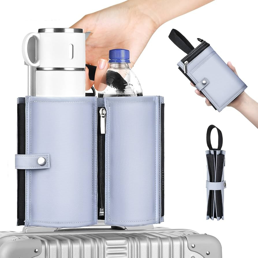 Luggage Cup Holder Travel Drink Bag for Suitcase Portable Foldable Luggage Drink Caddy with Handl... | Amazon (US)