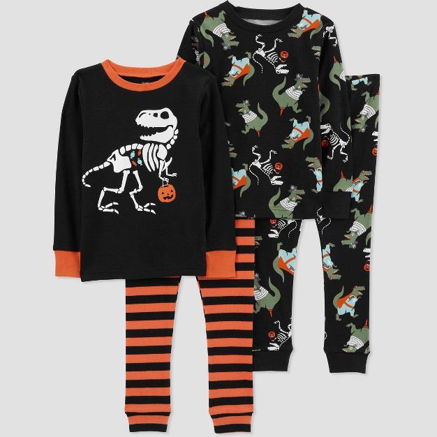 Carter's Just One You® Toddler Boys' 4pc Halloween Dinos Pajama Set - Orange/Black | Target