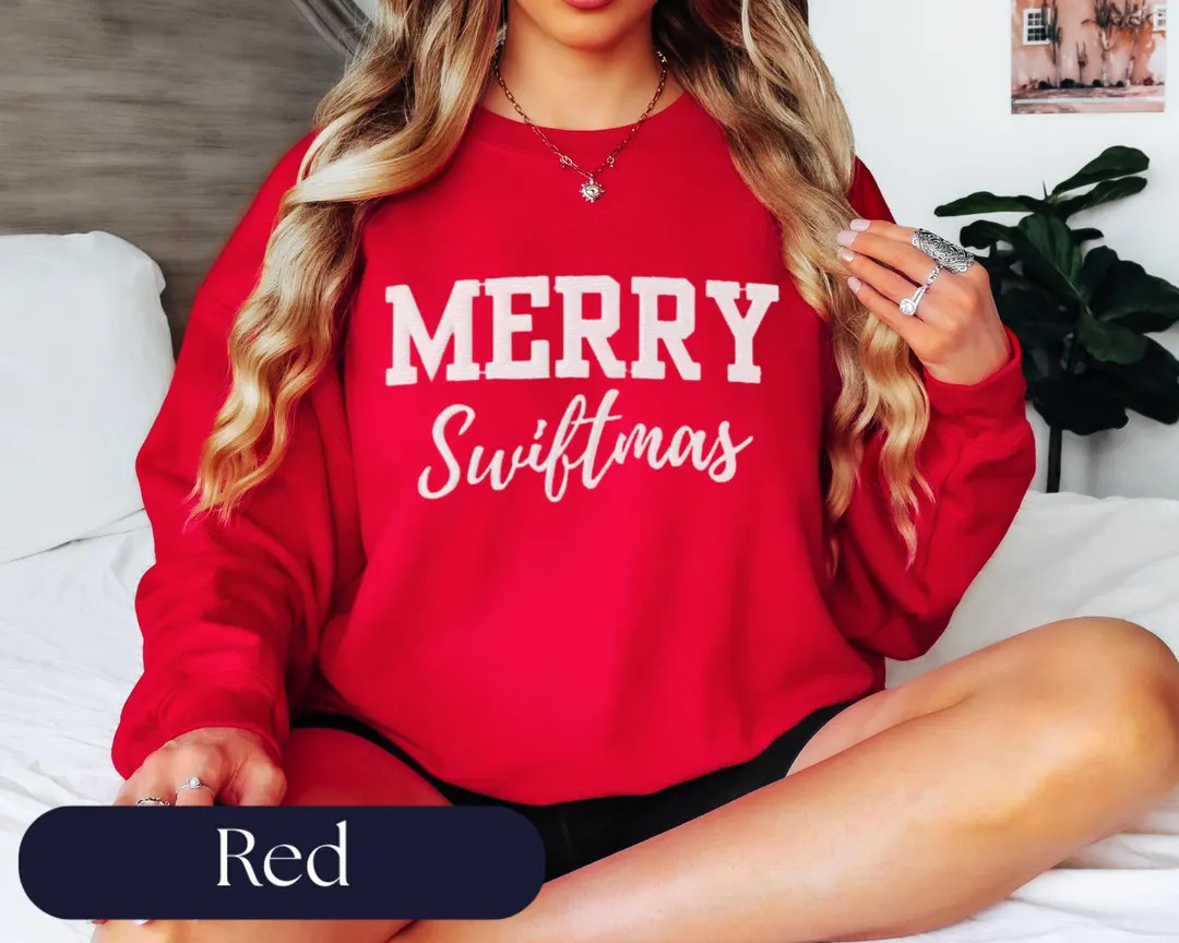 Merry Swiftmas Embroidered Crewneck - Etsy | Etsy (US)