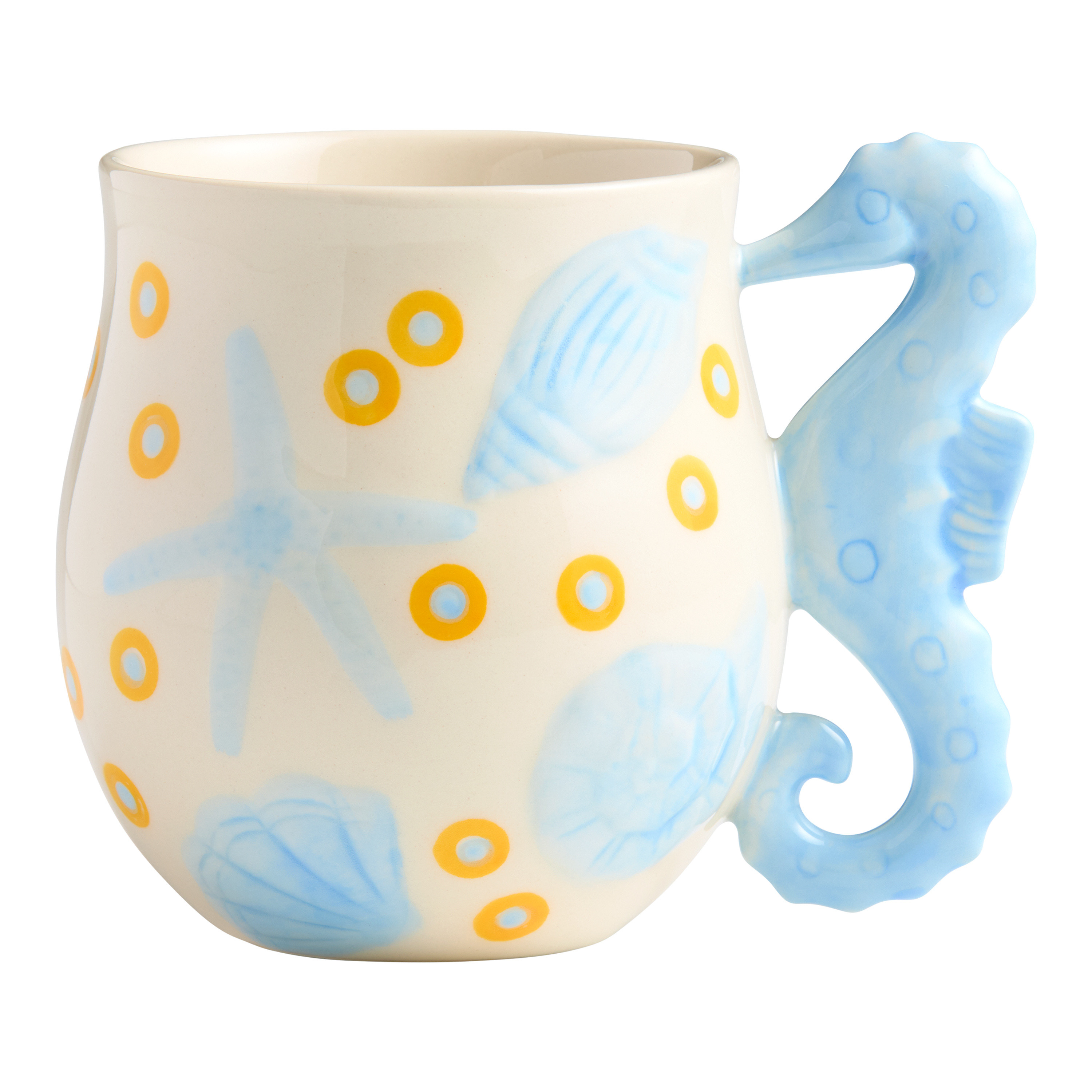 Blue Seahorse Handle Hand Painted Ceramic Mug | World Market