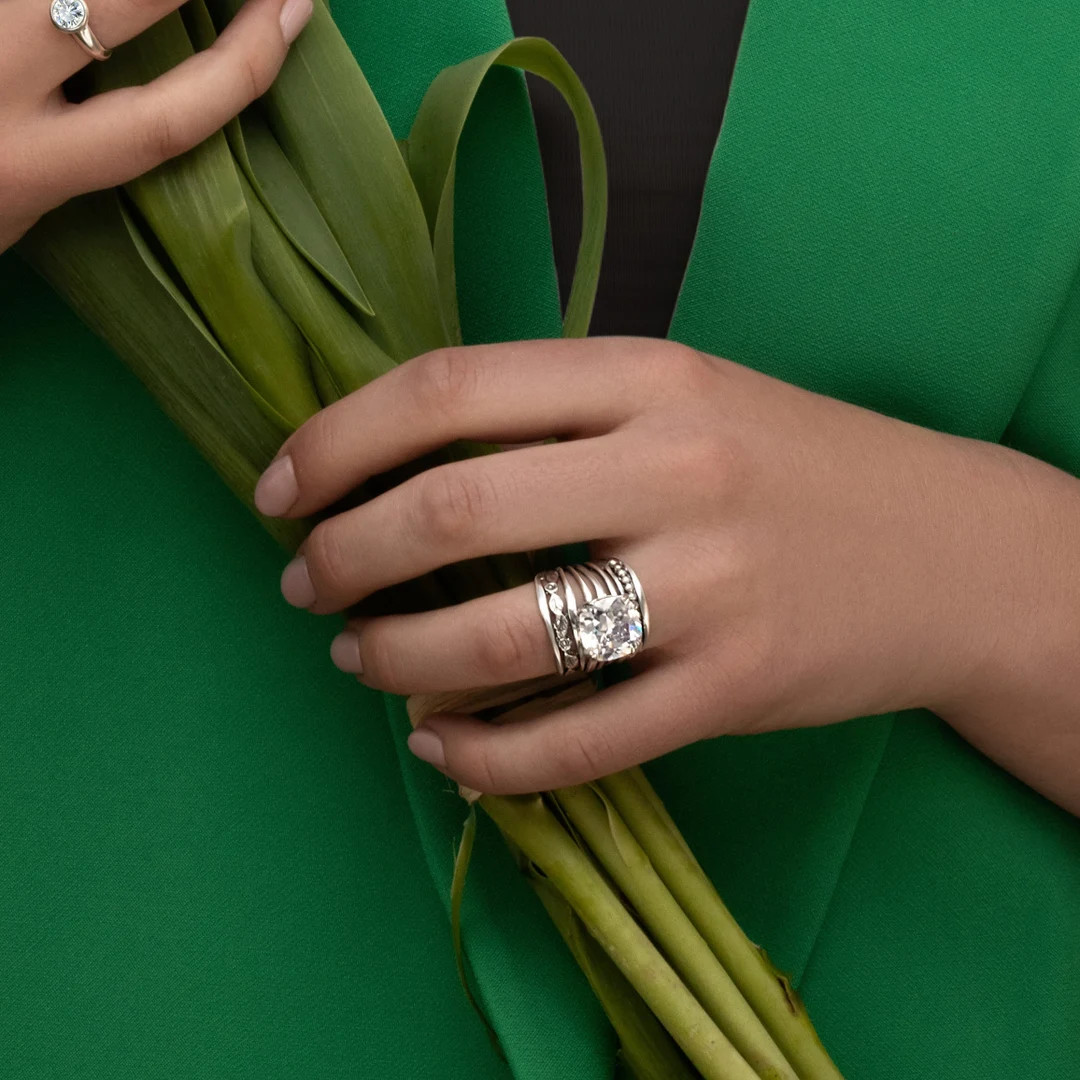 Statement CZ Ring, Large Silver Ring, Bohemian Ring, Leaf Ring, Multi Strand Ring, Silver CZ Ring... | Etsy (US)