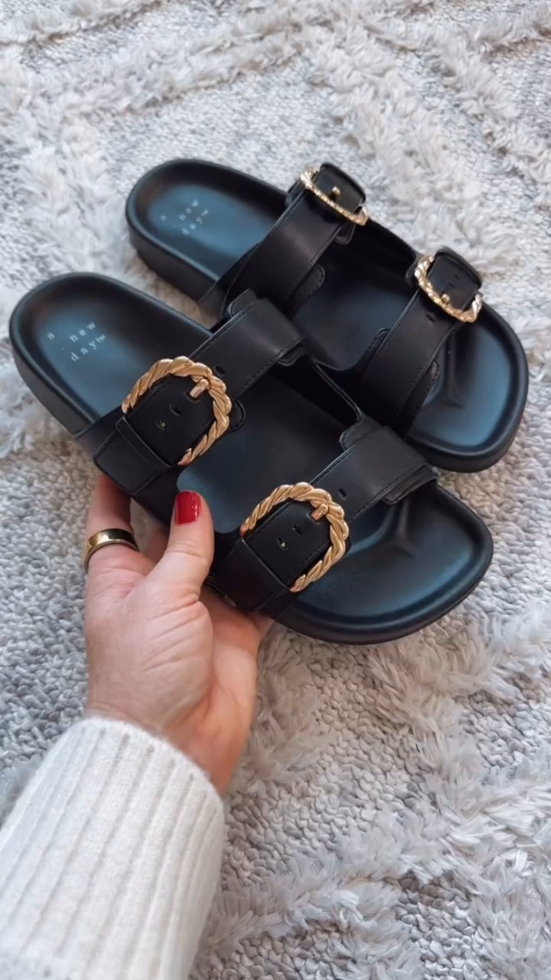 Target black sandals with gold buckle 

#LTKmomlife