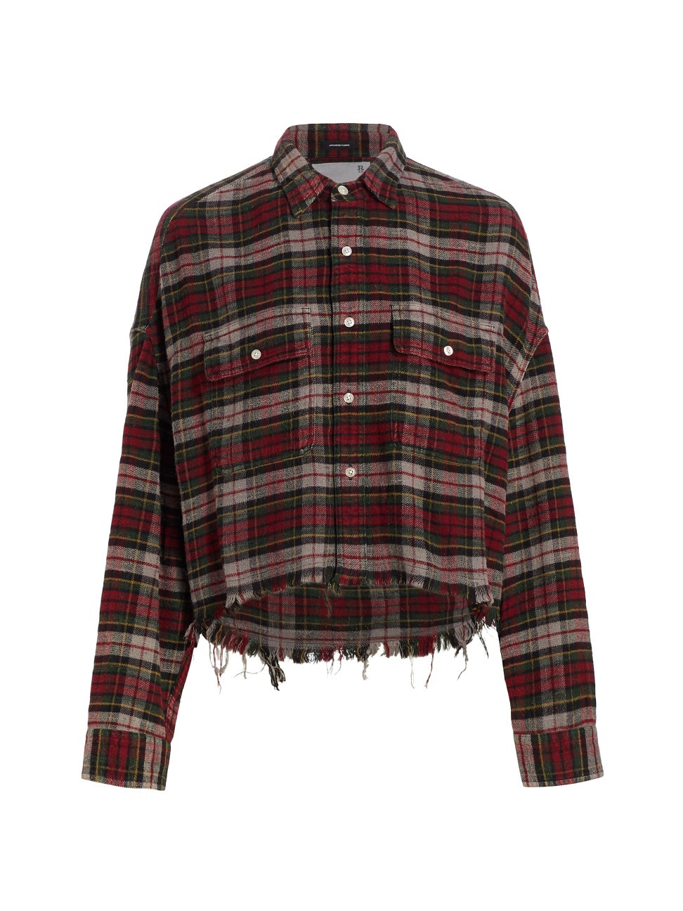 Women's High-Low Plaid Flannel Shirt - Red Green - Size Large - Red Green - Size Large | Saks Fifth Avenue