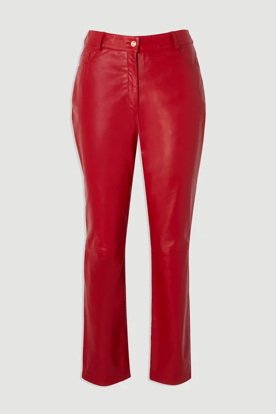 Leather Straight Leg Trouser | Karen Millen UK + IE + DE + NL