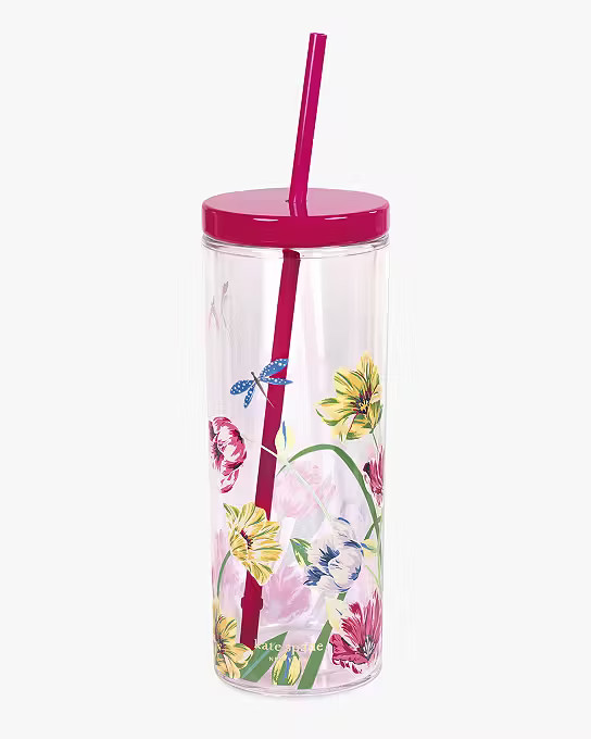 Dragonfly Tulips Acrylic Tumbler With Straw | Kate Spade (US)