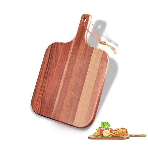 Acacia Wood Cutting Board with Handle (15×10inches) Wooden Chopping Boards for Kitchen for Cut Meat Bread,Steak,Cheese,Fruit & Vegetables for Camping Cutting Board may | Amazon (US)