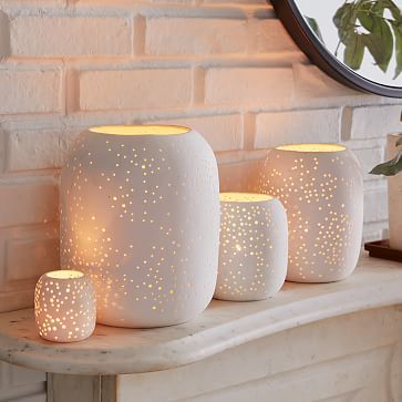 Pierced Constellation Ceramic Candleholders | West Elm (US)