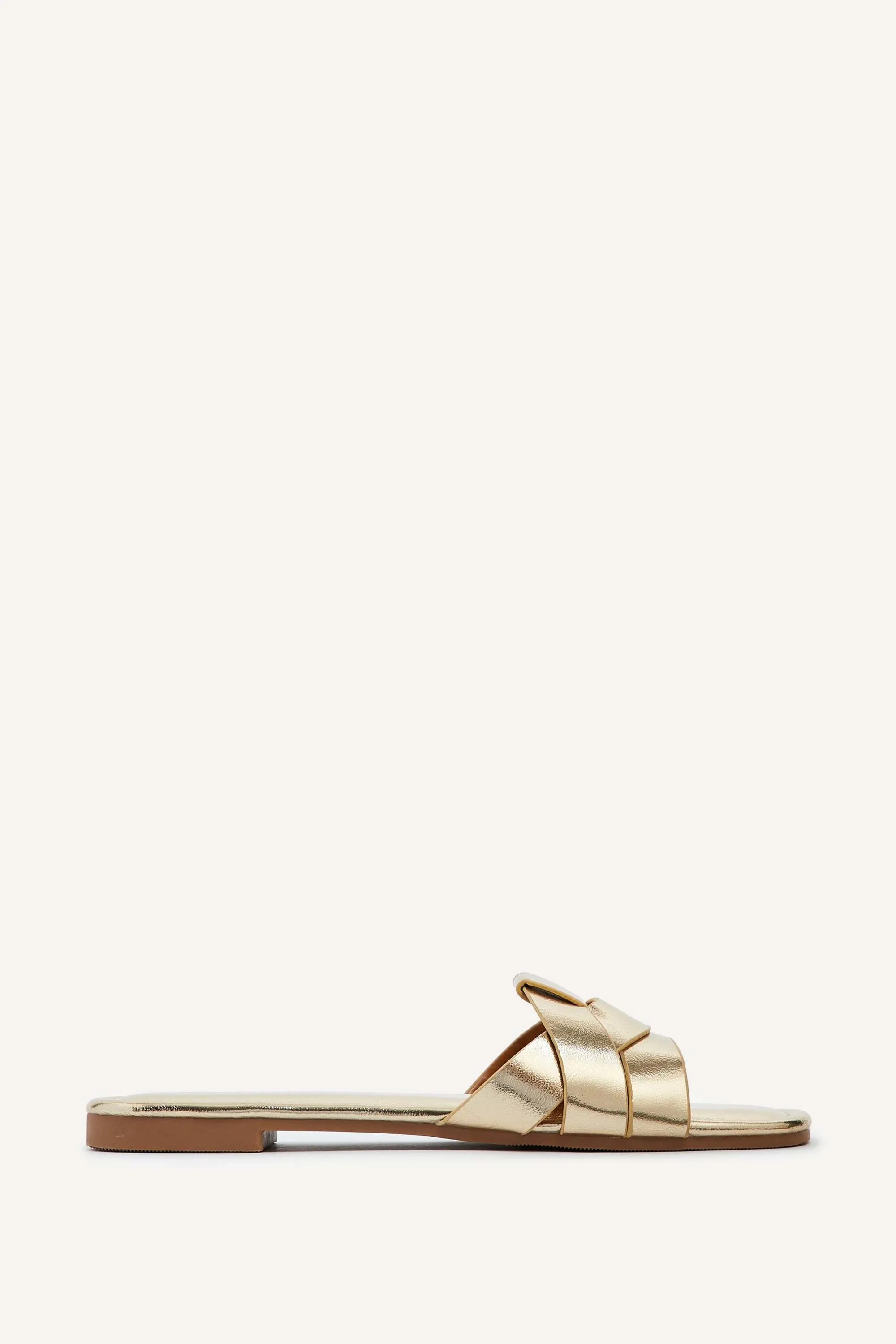 Fletcher Gold Slider Sandals | Boohoo.com (UK & IE)