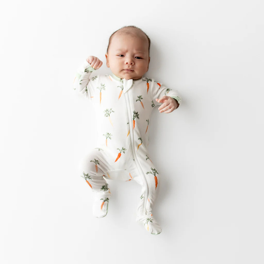 Zippered Footie in Carrot | Kyte Baby