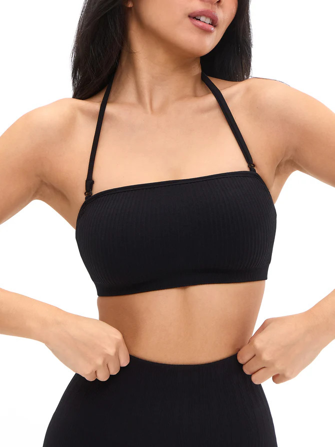 Seamless Ribbed Bandeau - Black | Buffbunny