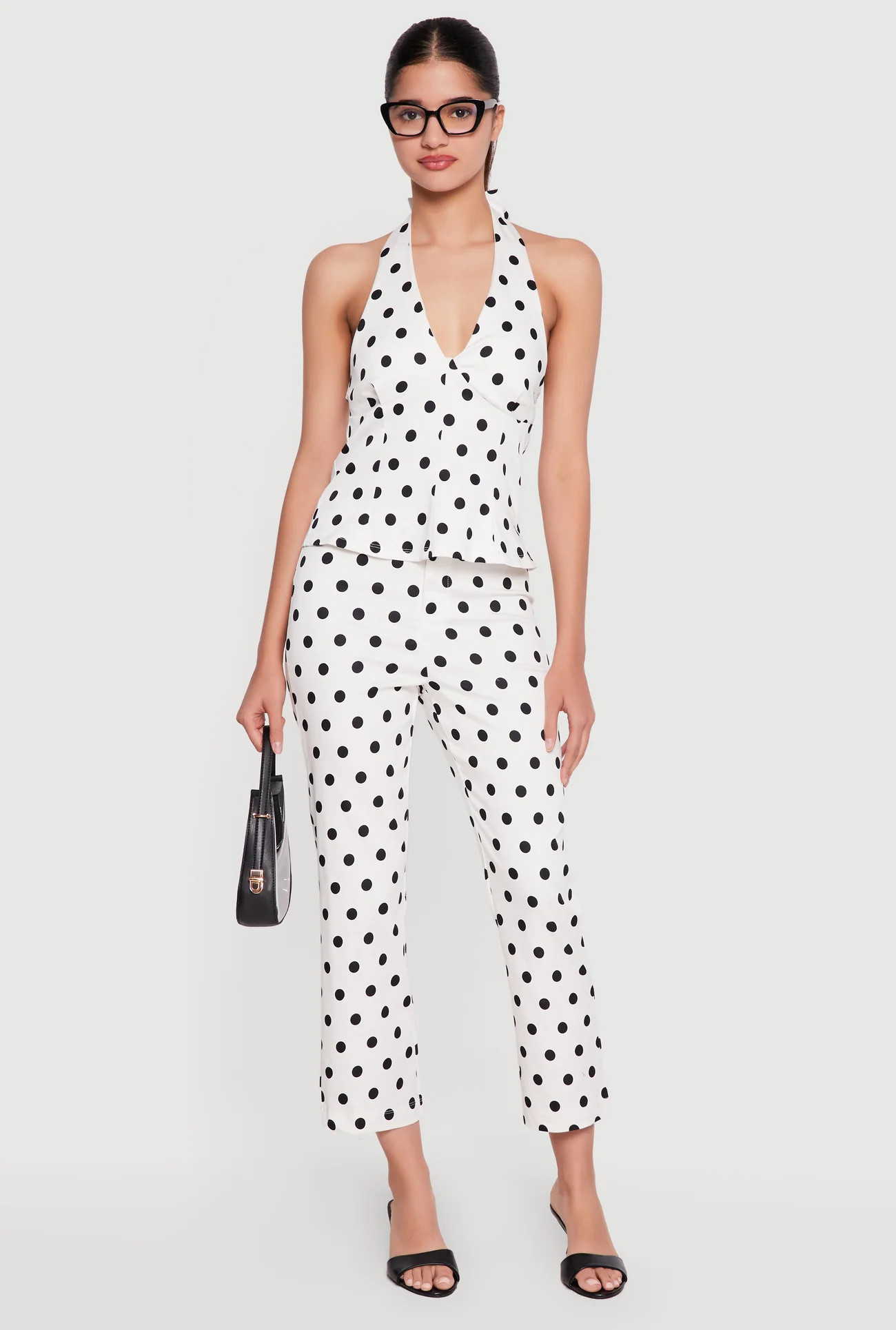 Polka Dot Cropped Dress Pants | Rainbow Shops