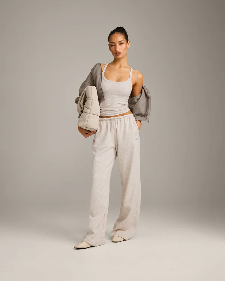 Mellow™ Rib Racer Back Vest with Built in Bra Shelf 
 Oat Marl | Oner Active (UK / US)