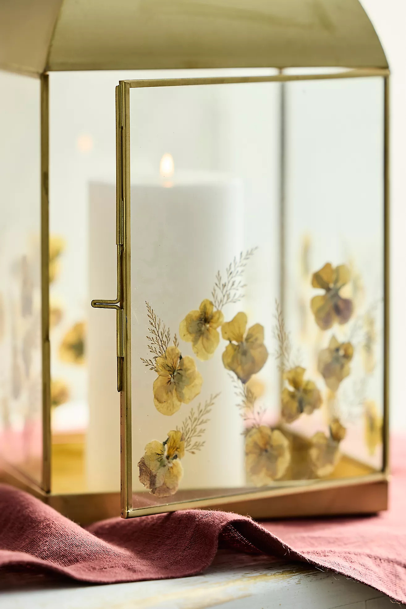 Pressed Floral Lantern, Yellow | Anthropologie (US)