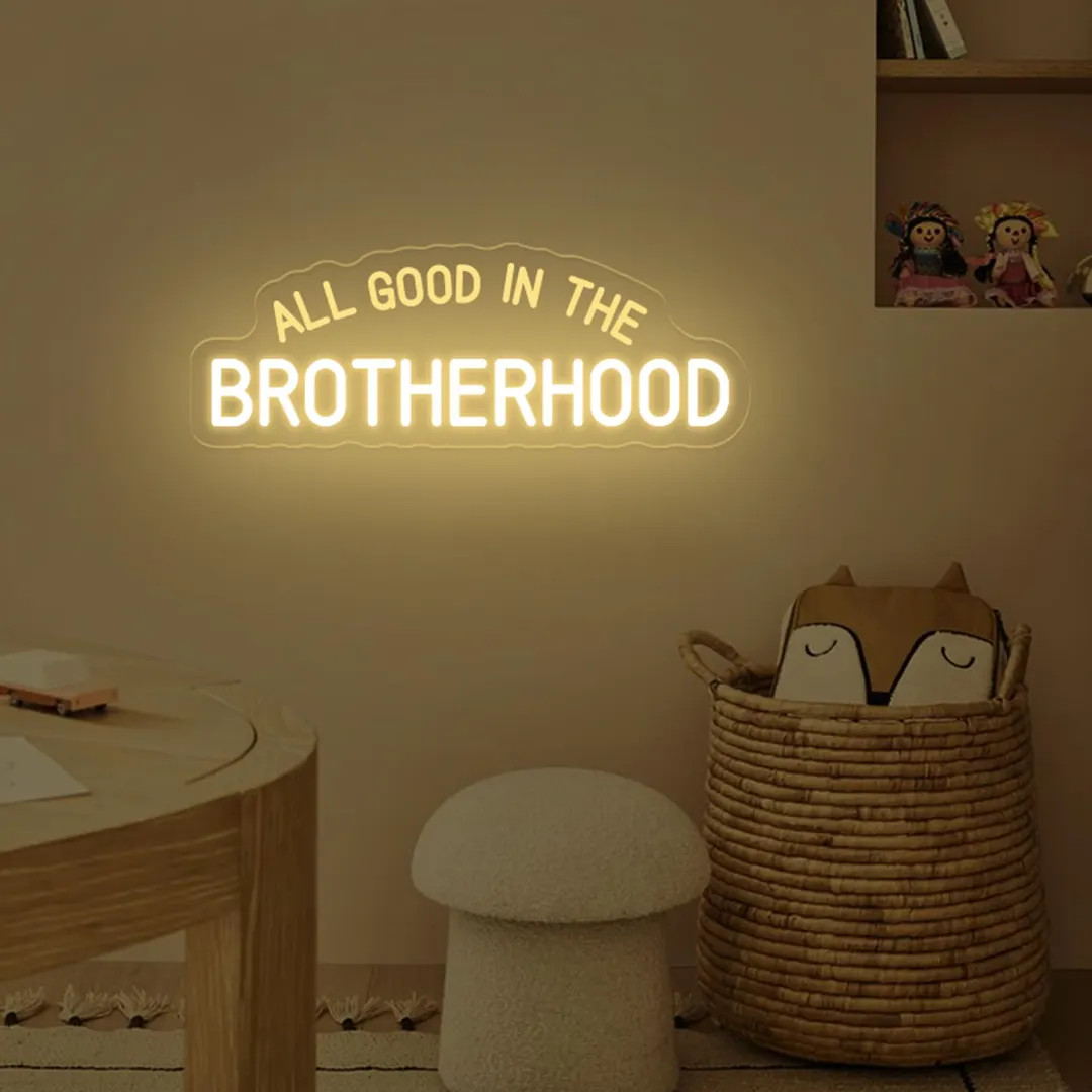 All Good in the Brotherhood Neon Sign, Kids Room Wall Art, Playroom Decor, Boyhood Wall Decor, Bo... | Etsy (US)