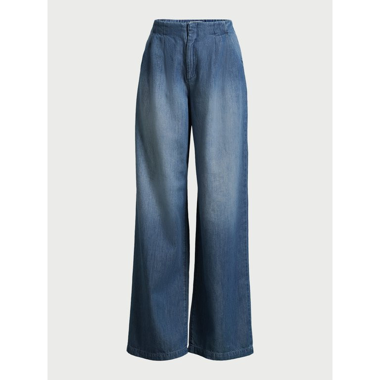 Sofia Jeans Women's Melisa Lightweight Luxe Mid Rise Wide Leg Trousers, 32" Inseam, Sizes 0-20 | Walmart (US)