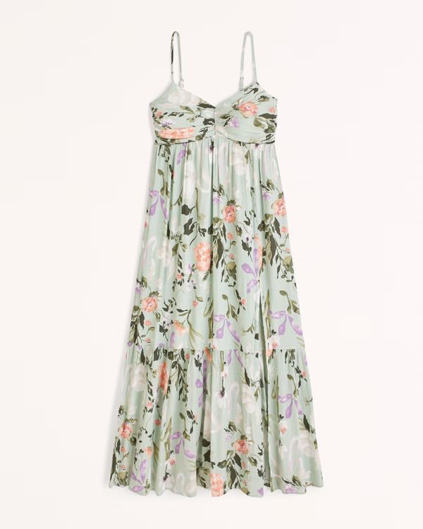 Ruched Crinkle Maxi Dress | Abercrombie & Fitch (US)