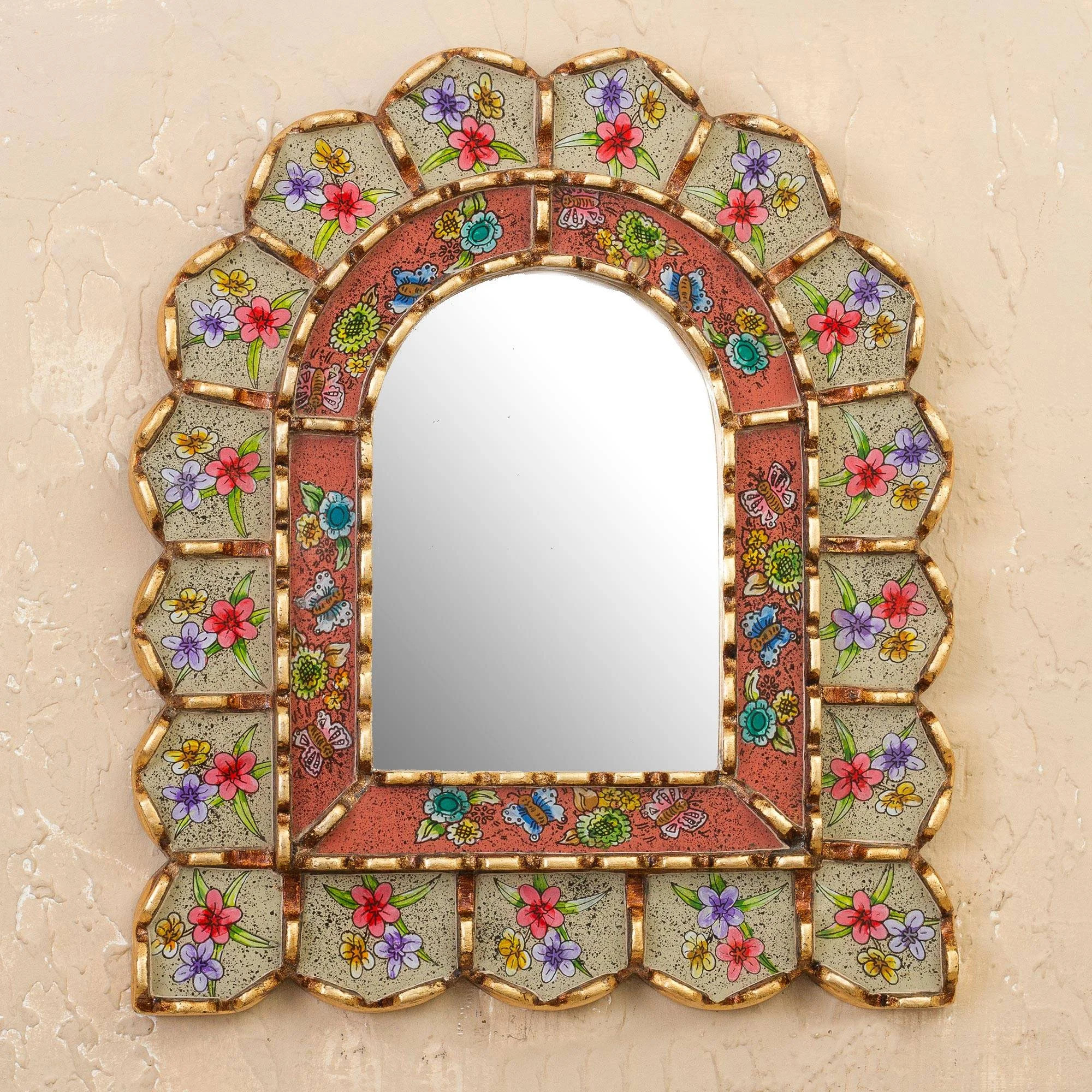 Bungalow Rose Zeckser Sweet Arrangement and Bronze Gilded Reverse-Painted Glass Accent Mirror | W... | Wayfair North America
