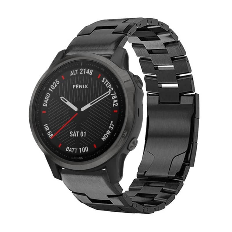 StrapsCo - Vented Titanium Bracelet QuickFit 22 Metal Watch Band Strap For Garmin Fenix 6 - Black | Best Buy U.S.