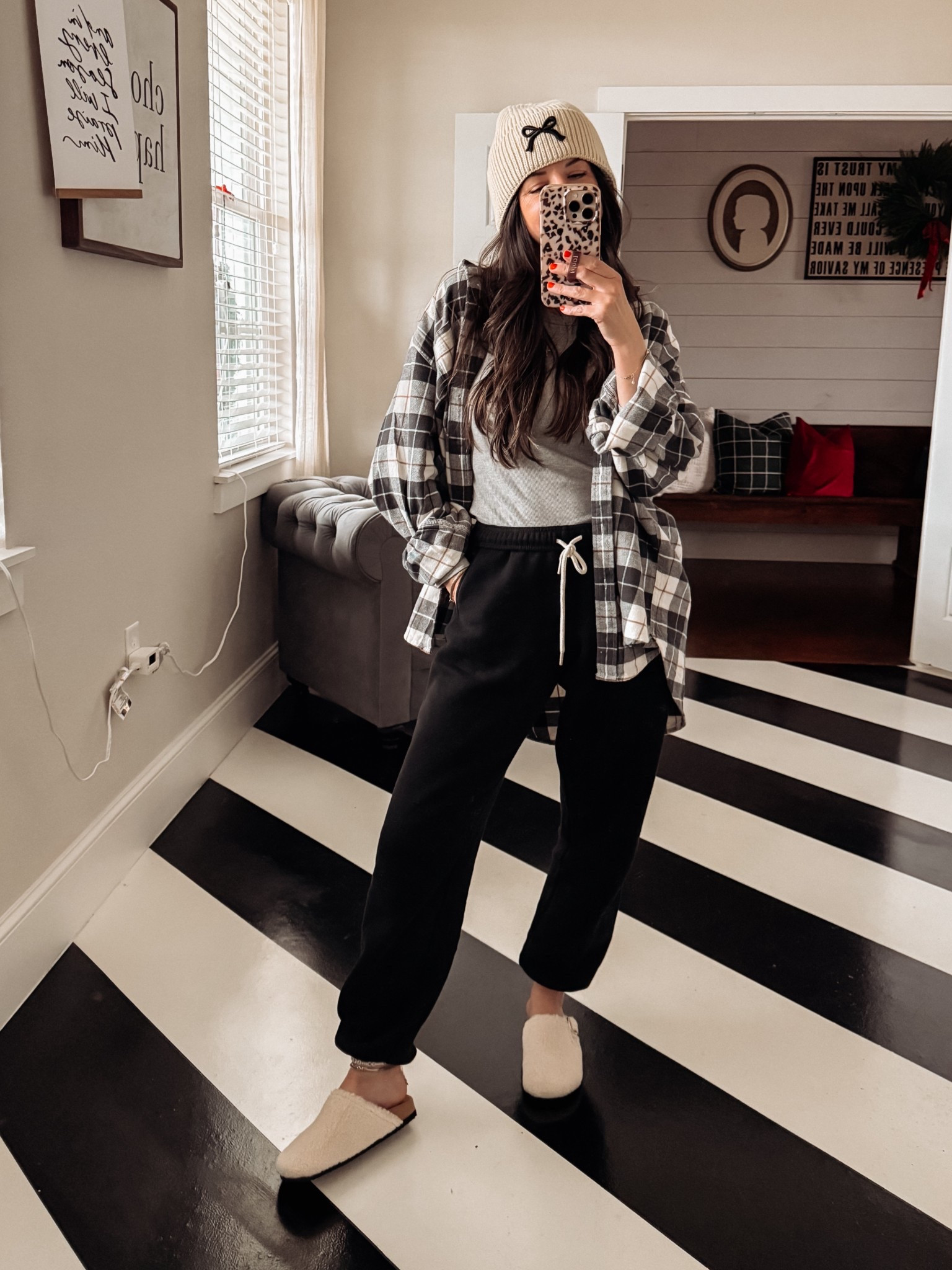 comfy & cozy fit today! 
Xs in black cloud fleece joggers
Small in flannel! These run big but I LOVE them! I get one every year. 
Sherpa shearling clogs tts; wearing normal size 6


#LTKmomlife #LTKOver40 #LTKdayinmylife