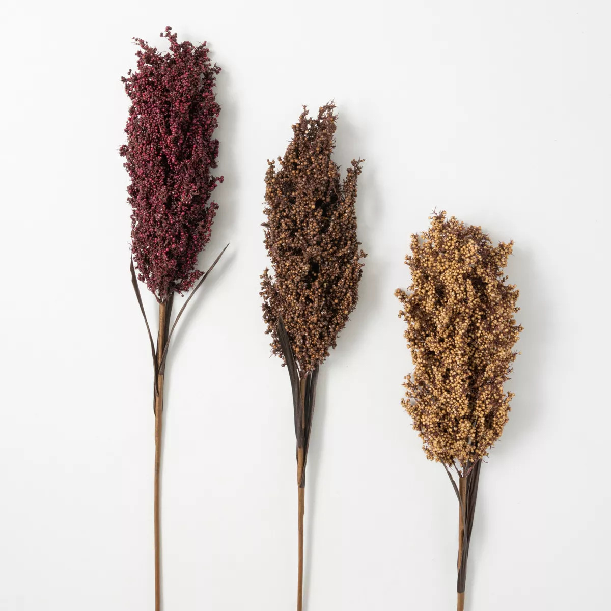 Artificial Broom Corn Rustic Stem Multicolor 38.5"H  Set of 3 | Target