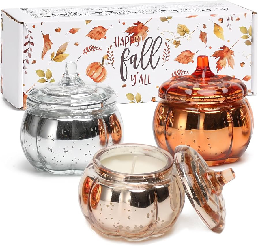 Fall Pumpkin Shaped Candle, Pumpkin Spice Scented Candle Gift Set for Thanksgiving Halloween Chri... | Amazon (US)