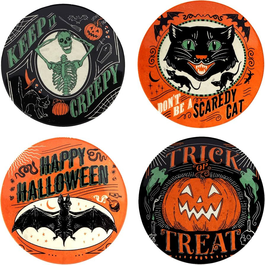Certified International Scaredy Cat 6" Canape/Luncheon Plates, Assorted Designs, Multicolor, Medi... | Amazon (US)