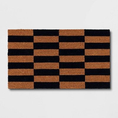 1'4"x2'4" Broken Stripe Outdoor Doormat Dark Blue - Room Essentials™ | Target