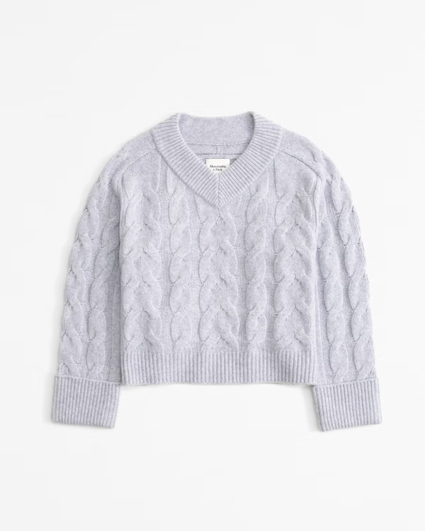 Women's Easy V-Neck Cable Sweater | Women's Tops | Abercrombie.com | Abercrombie & Fitch (US)
