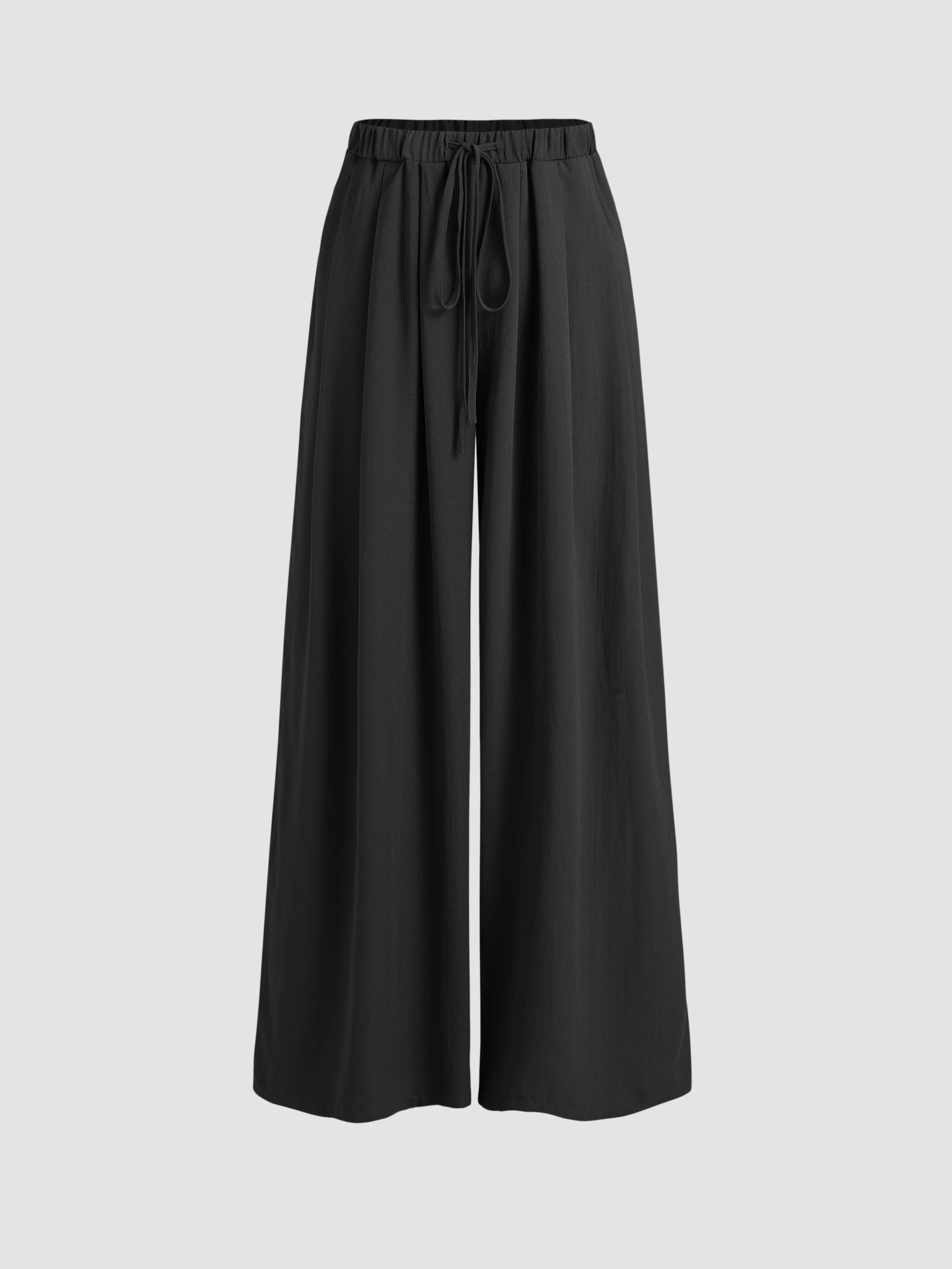 Woven Drawstring Pull-On Wide Leg Pant  For Daily Casual | Cider
