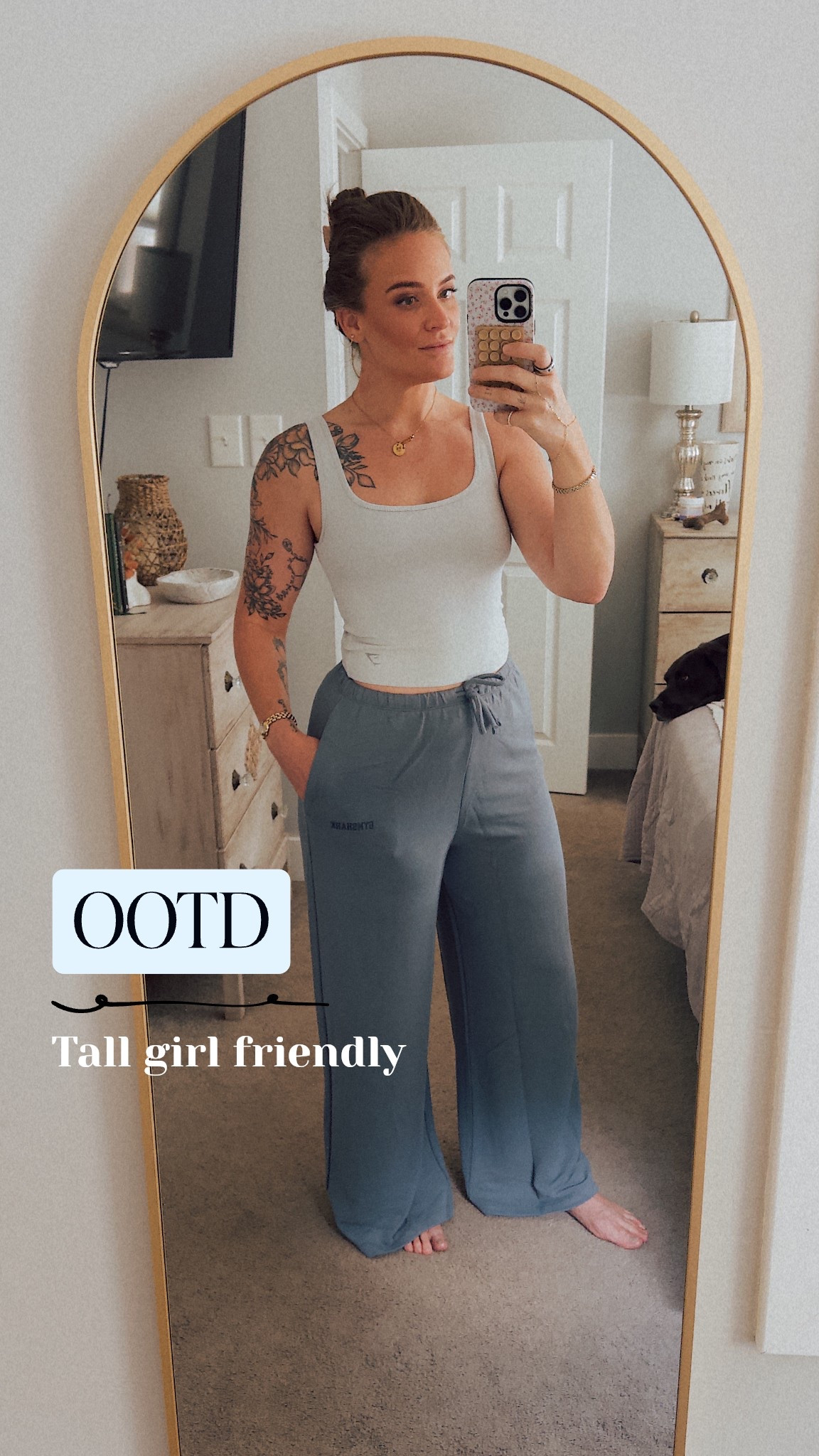 I am allllllways looking for lounge pants that don’t shrink! I grew up in the early ‘00s where your pants always touched the ground and as an almost 5’8” girlie pop, I can’t have my lounge pants shrinking up! These ones from Gymshark have been amazing and don’t shrink in the wash! I have them in blue-grey and in white! The tank is Gymshark as well. It’s a tad bit snug so size up! I’m wearing medium top, large bottom 🤍

#LTKMidsize #LTKStyleTip #LTKActive